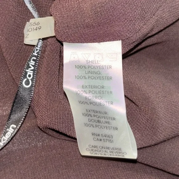 Calvin Klein Woman's Brown Printed Faux Wrap Top Blouse - Picture 6 of 7